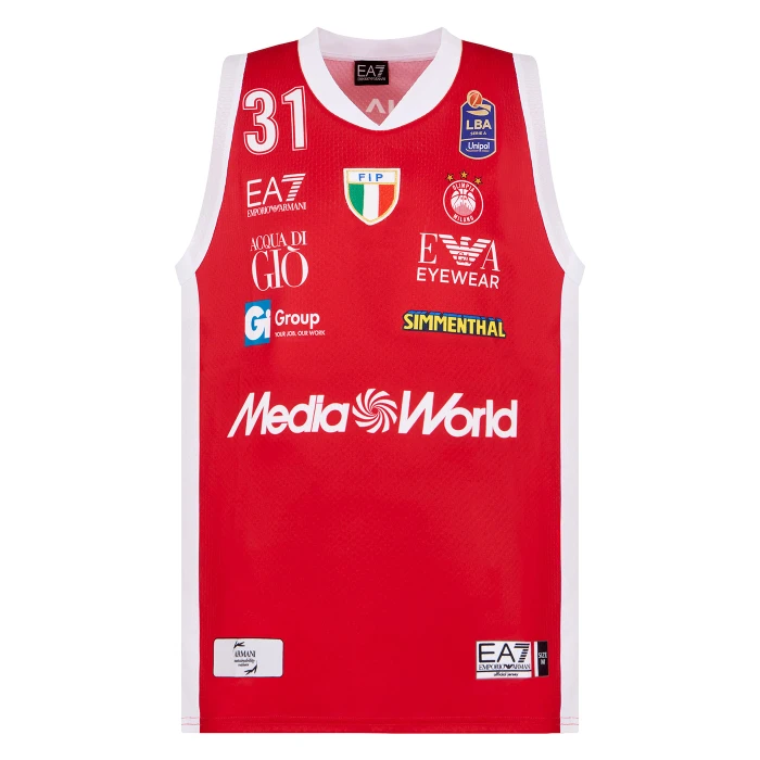 OLIMPIA MILANO CANOTTA CAMPIONATO AUTHENTIC 24/25 ROSSA SHIELDS