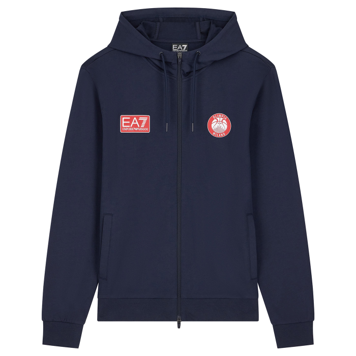 OLIMPIA MILANO FELPA CAPPUCCIO FULL ZIP EA7 BLU